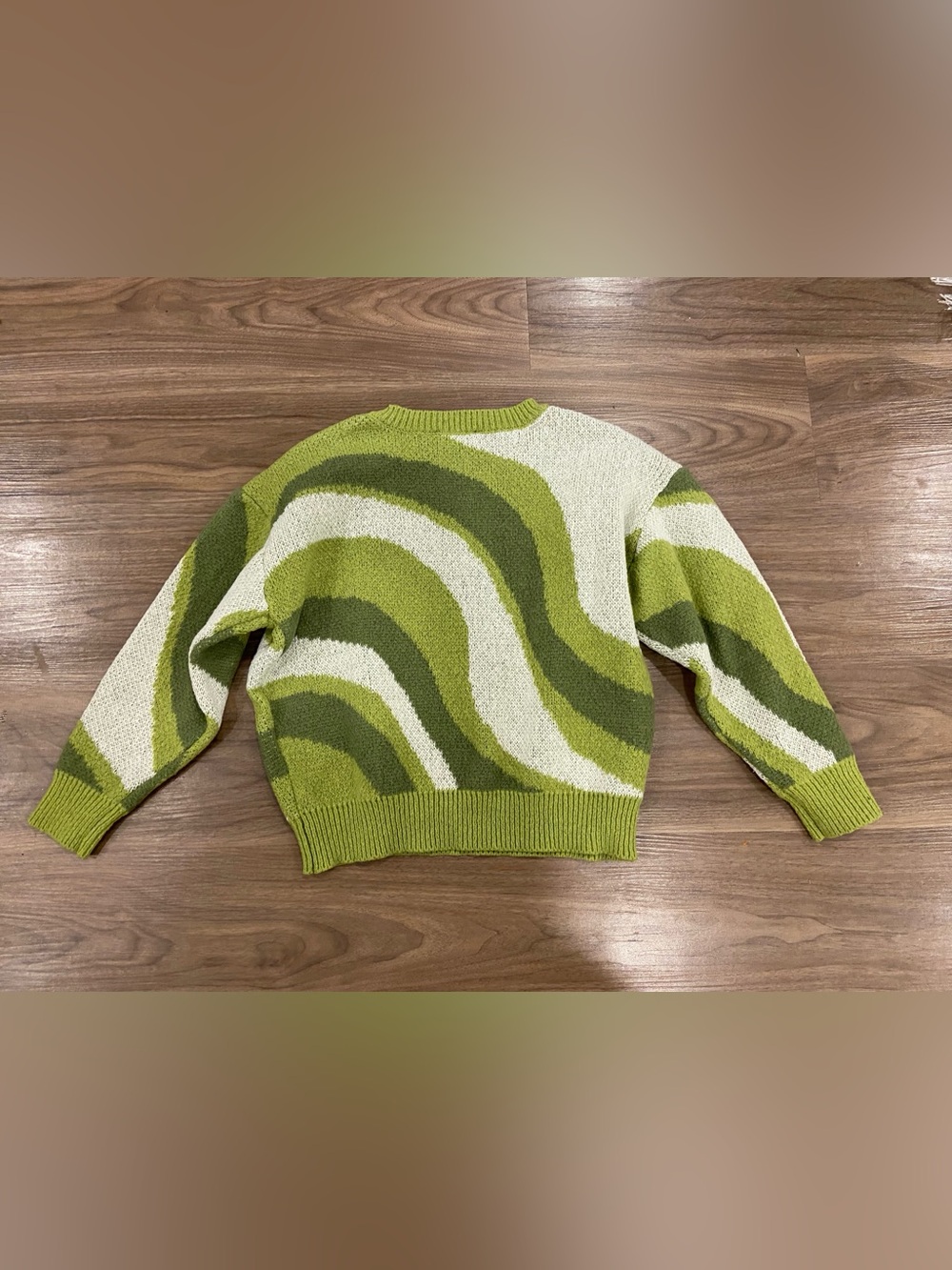 Green Knit Sweater with White Stripe - Picture 4 of 5